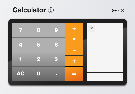 Screenshot of NexTech Calculator Add-On